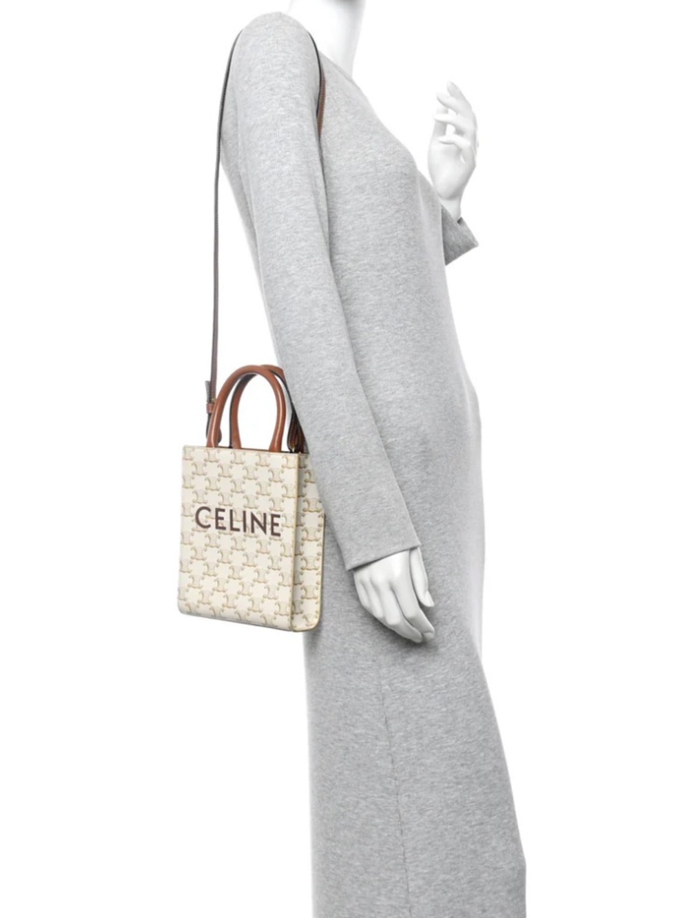 Celine MINI VERTICAL CABAS IN TRIOMPHE CANVAS WITH CELINE PRINT
